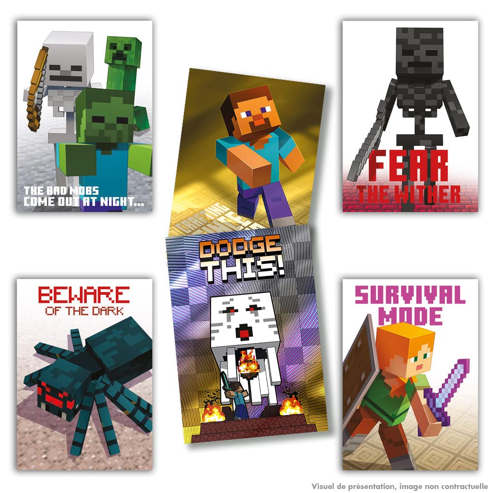 Panini Minecraft TC Pack - 3 Pochettes Achetées + 3 Offertes - Collection Cartes Minecraft