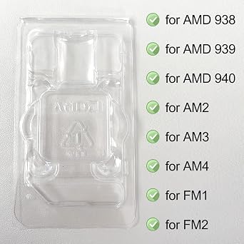 CPU Case Tray for AMD, Clamshell Plastic Protective Box Holder for 938 939 940 AM4 AM3 AM2 FM1 FM2 APU FX, Thicken Plastic Shell, with 10pcs Antistatic Bag + Label + Bubble Wrap, 10 Pcs