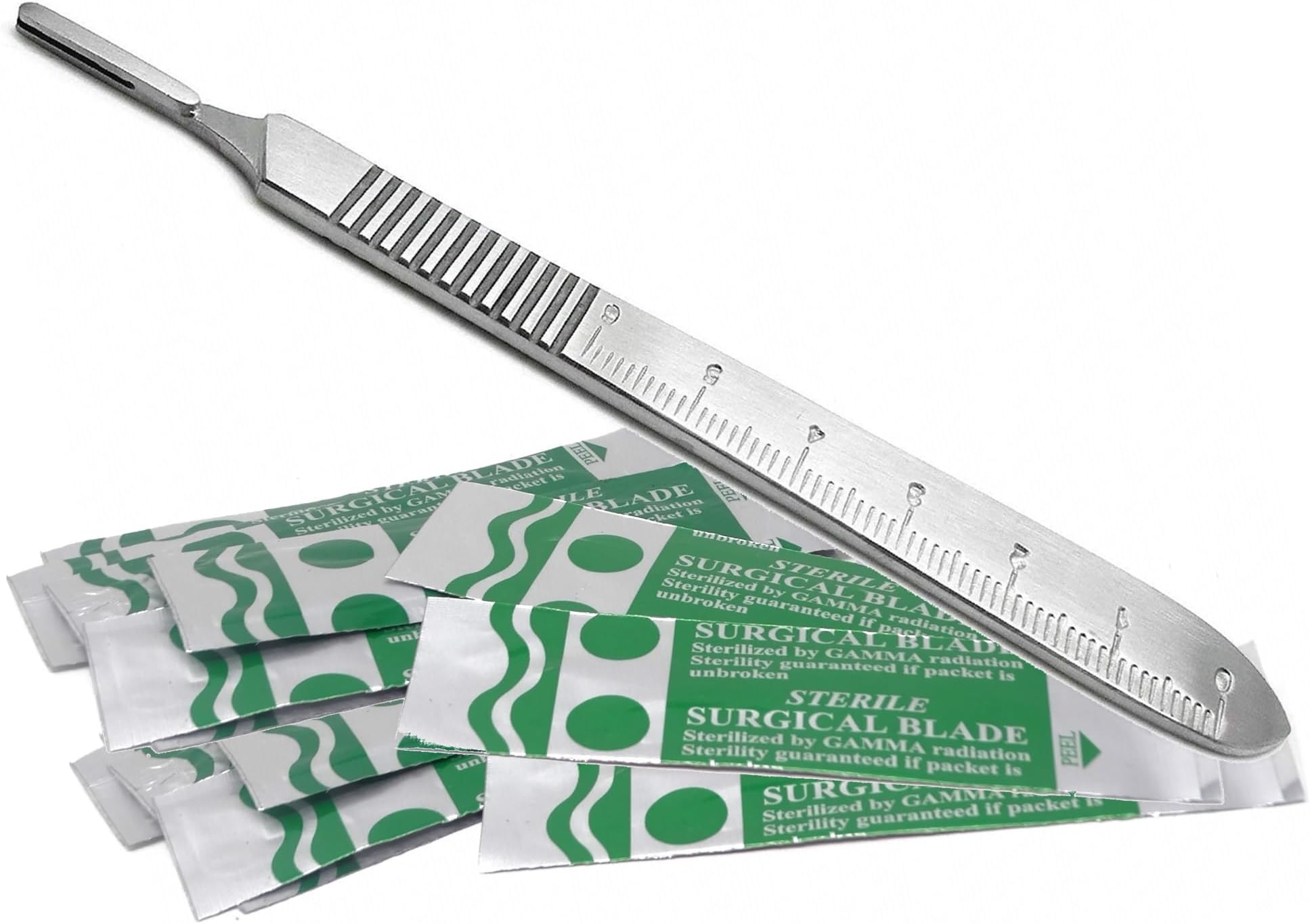 1 Stainless Steel Scalpel Knife Handle #3 with 20 STERILE Surgical Blades #10 (HTI BRAND)