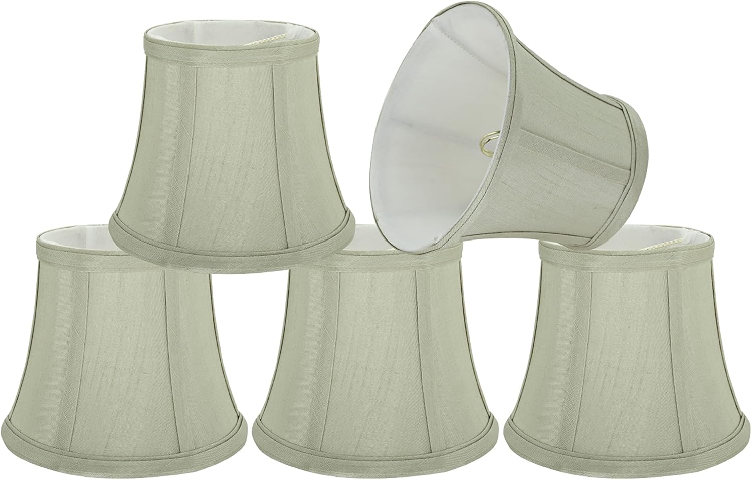Aspen Creative 30392-5A, Bell Clip-On Chandelier Lamp Shade, Ivory, 4" Top x 6" Bottom x 5" Slant Height, Set of 5