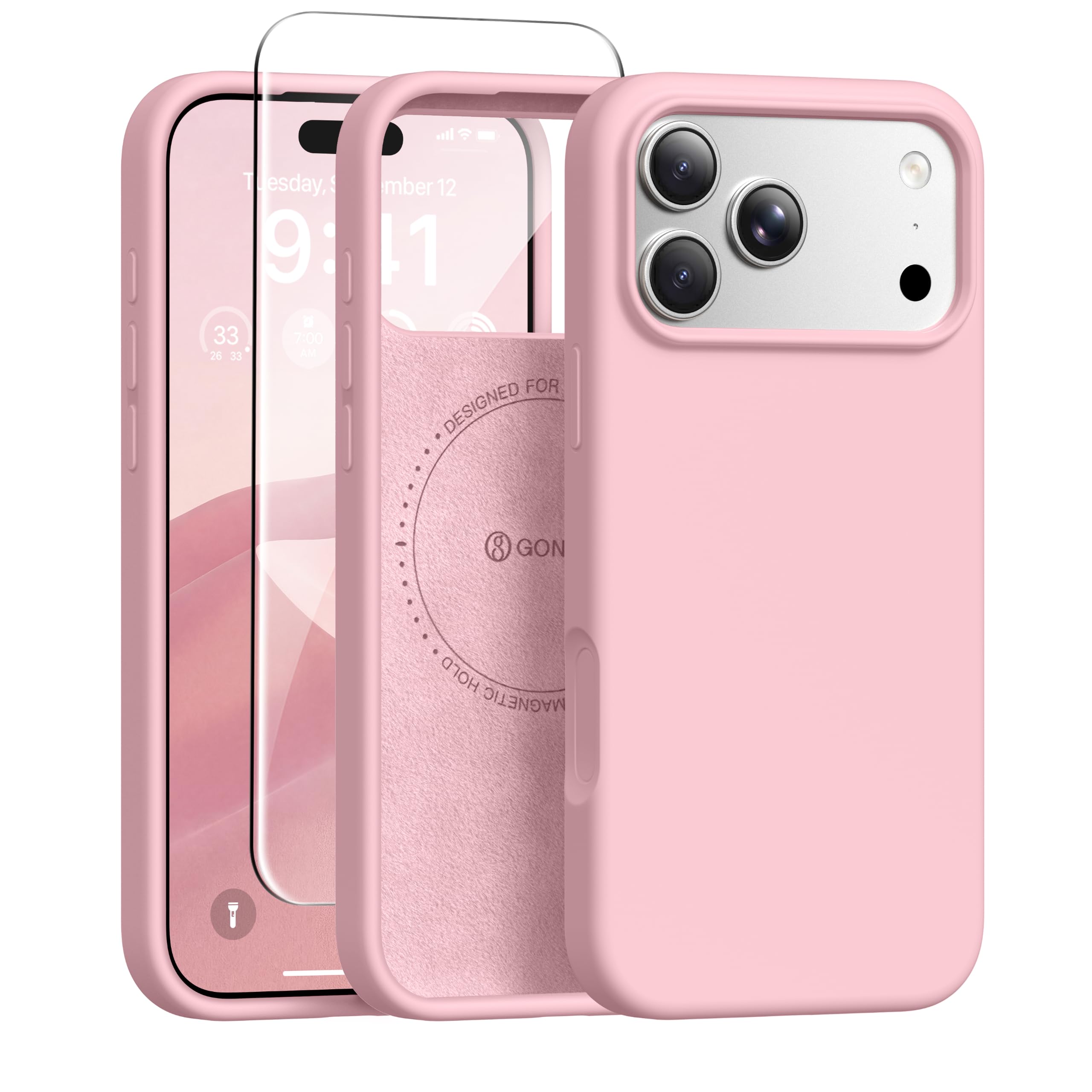 GONEZ for iPhone 18 Pro Case/iPhone 17 Pro Case, Peach Pink