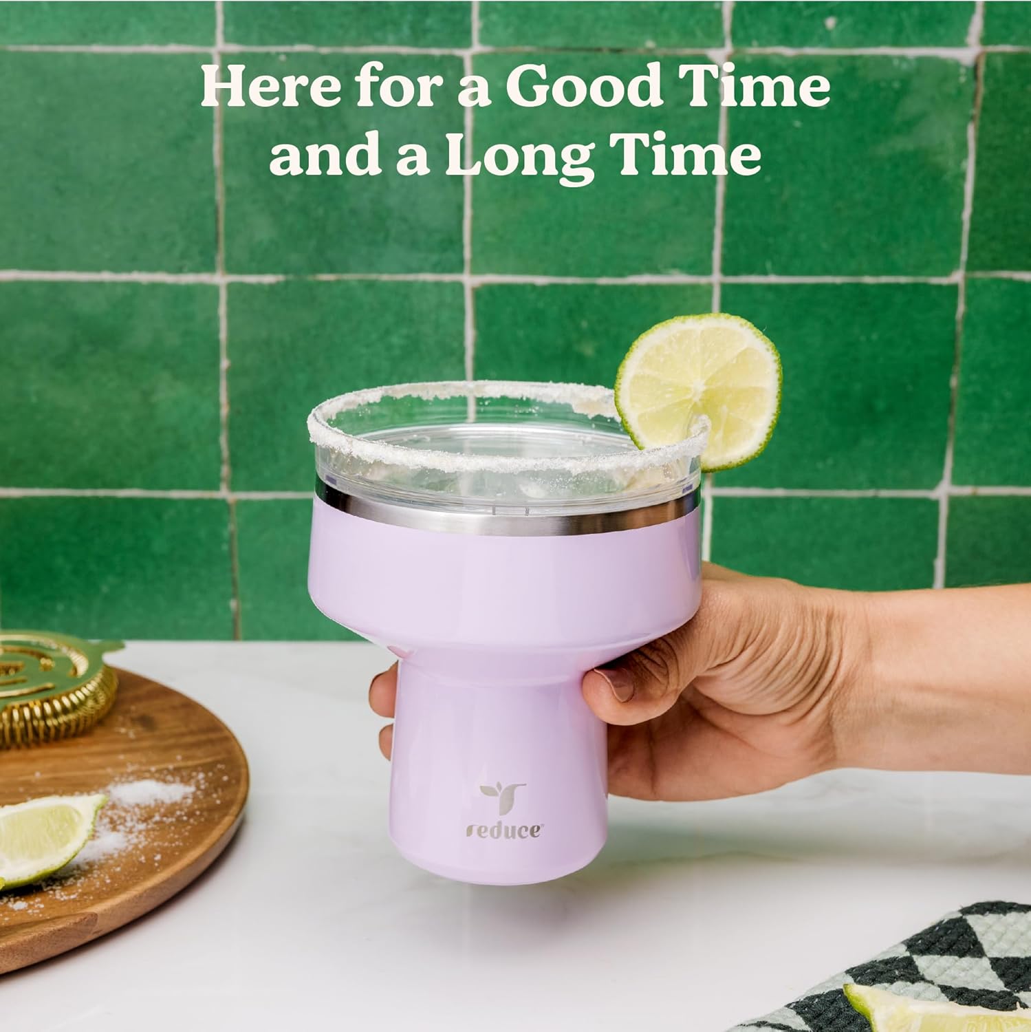 REDUCE Saltini 16 oz Cocktail Tumbler - Insulated Margarita Tumbler with Lid - Keeps Drinks Cold for 10 Hours - 360 Sippable Martini Glass Alternative - Shatterproof, Perfect for Parties - Papaya - Image 5