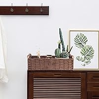 Vista 6 de Cesta de almacenamiento de cuerda de papel redonda de mimbre para organizar con asa, cubos decorativos para encimera, papel higiénico para camiseta