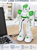 Vista 6 de KingsDragon - Robot RC, juguetes para niños con gestos y detección, robot inteligente a control remoto para niños de 4 a 8 años, regalo de Verde