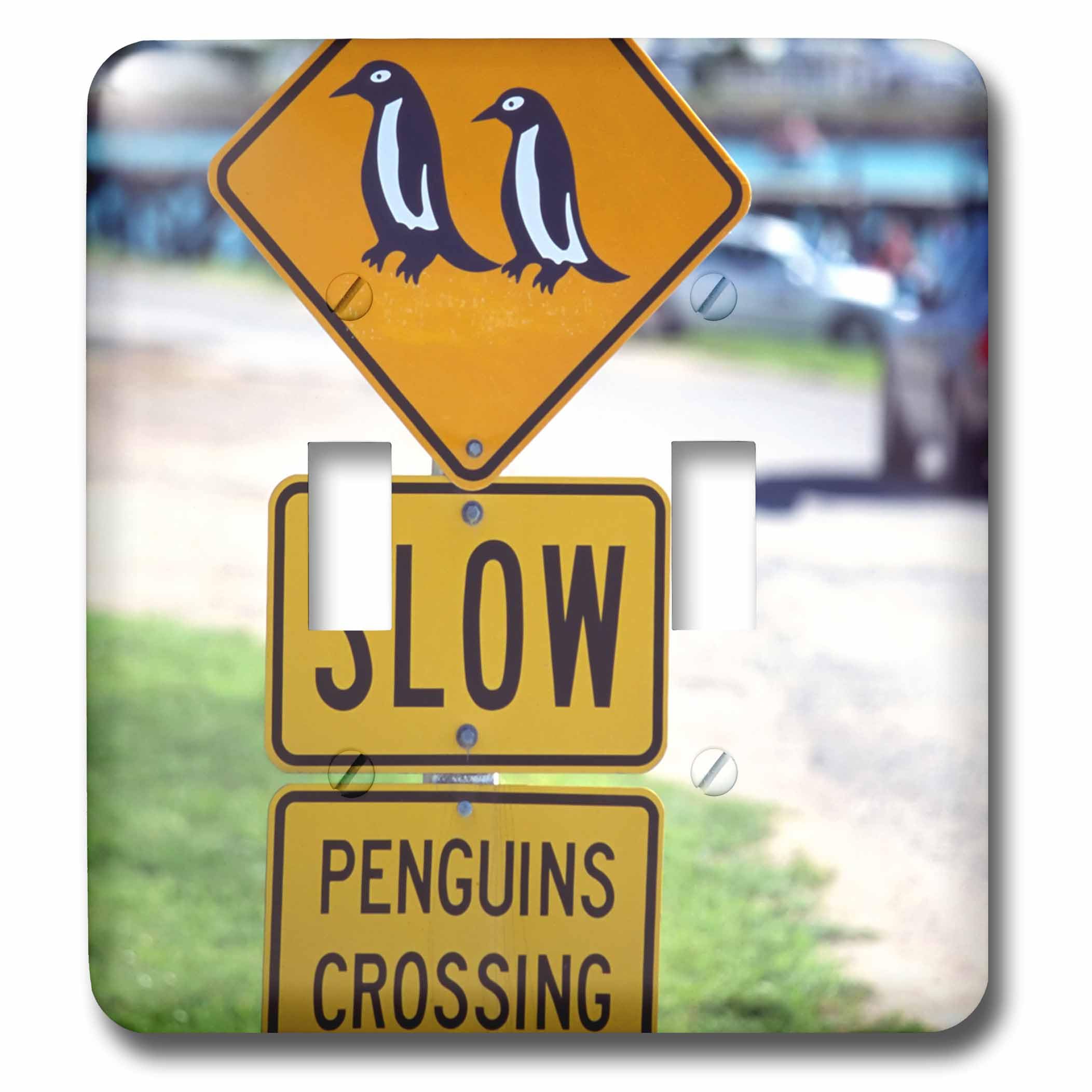 Pingouin traversant Nouvelle-Zélande plaque de double interrupteur pour salon et entrée