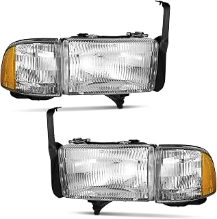 WEELMOTO Chrome Headlights Assembly for 1994-2001 Dodge Ram Halogen