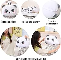 Vista 4 de SQEQE Panda Mommy - Animal de peluche con 4 pandas de bebé, juguete de dibujos animados súper suave, regalo para cumpleaños de niñas y niños