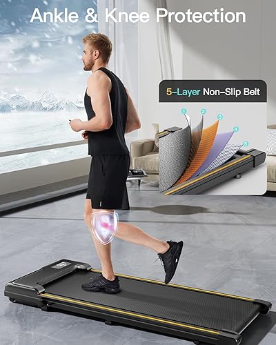 Miniatura 5 de UMAY Mini almohadilla para caminar con cinturón de correr más ancho, 2 en 1 plegables, para oficina en casa, caminadora pequeña para debajo del