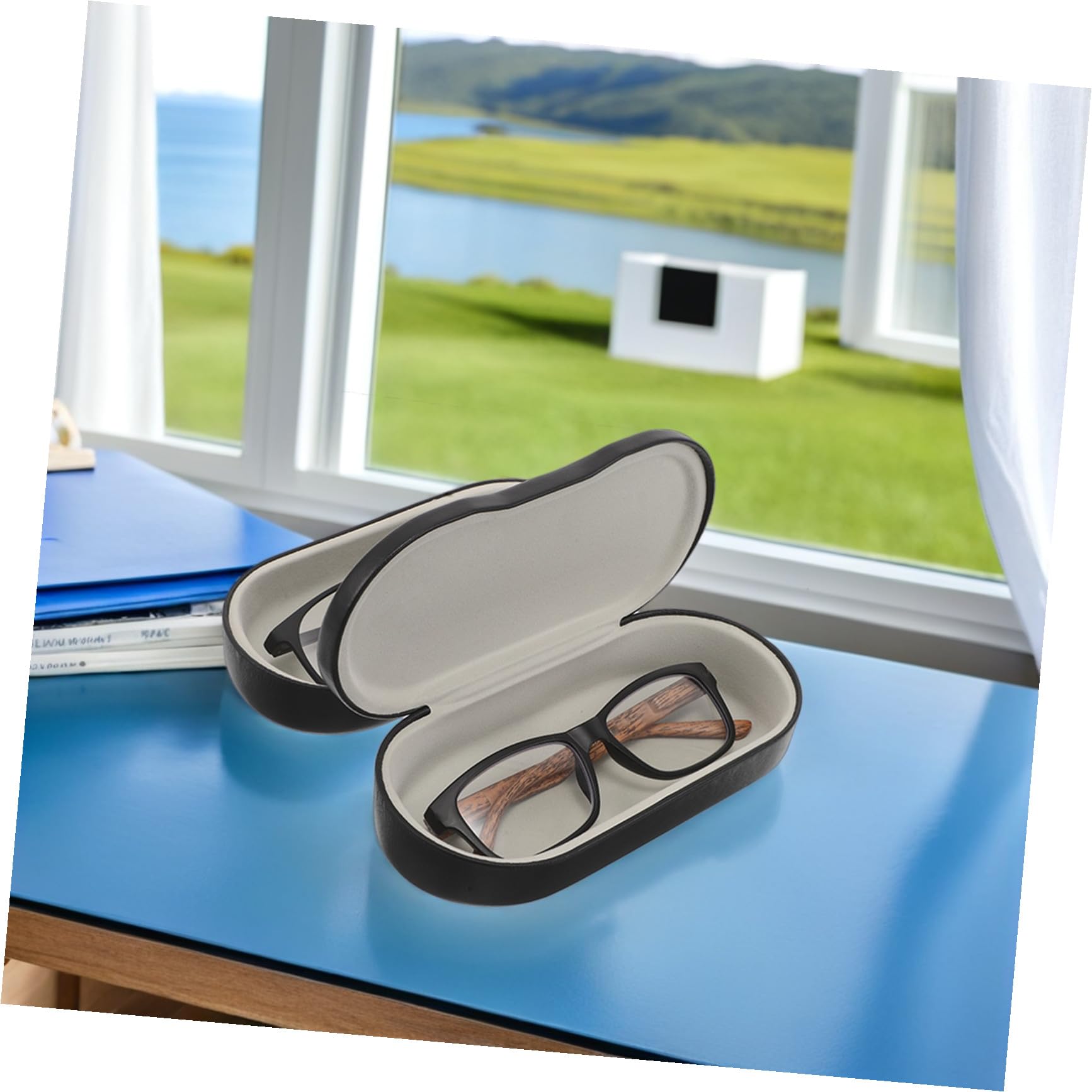 Étui à Lunettes Rigide Double Compartiment Grosse Capacité, Boîte de Rangement Noire Portable pour Lunettes de Soleil Vue, Protection Renforcée pour Voyage et Usage Quotidien