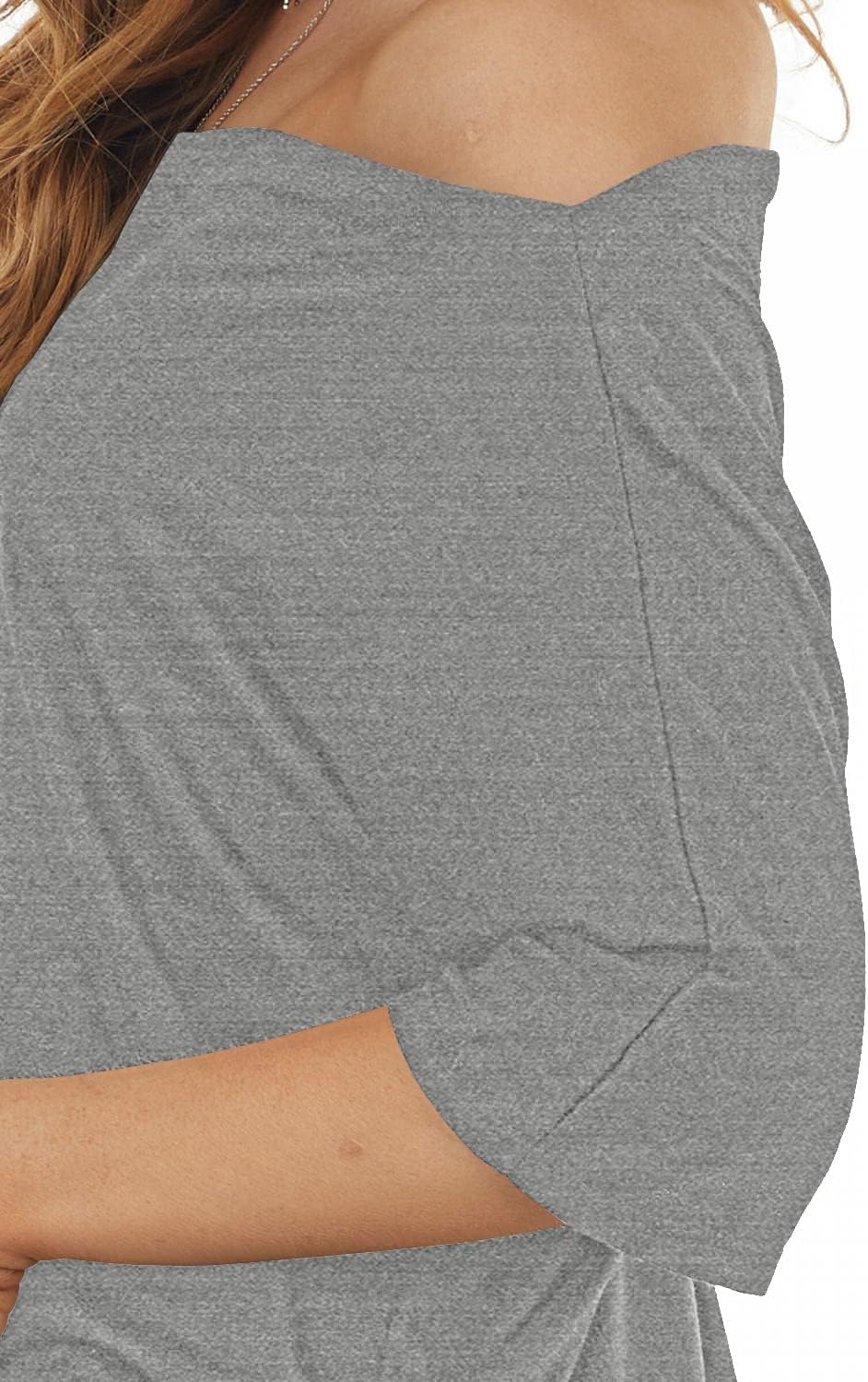 INFITTY Women's Off Shoulder Tops Short Sleeve Casual Loose Batwing Shirts Oversized Blouse Tunic - Image 6