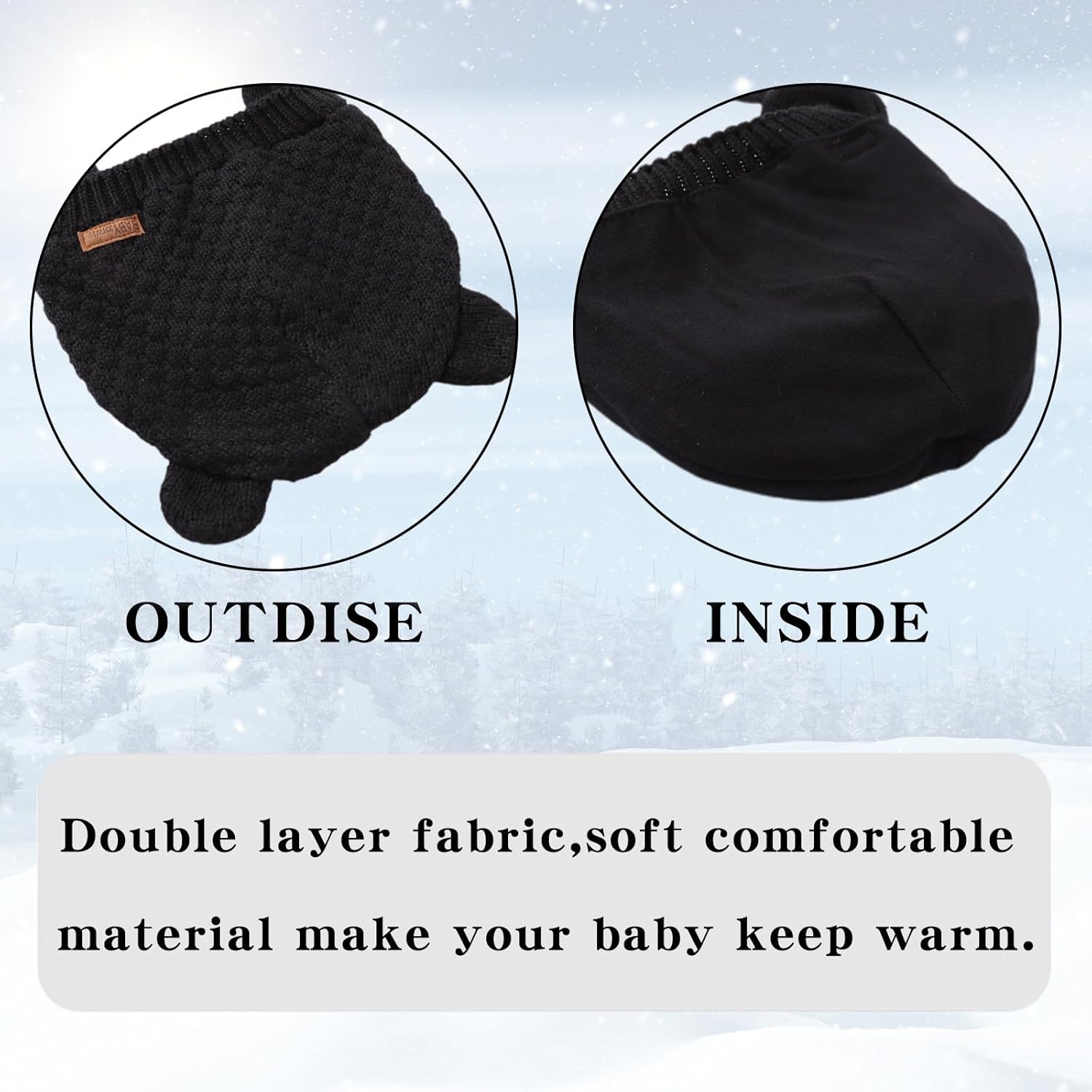 Bamery Baby Crochet Hat Infant Cute Bear Ear Beanie Toddler Boys Girls Earflap Hats for Fall Winter Warm Cap - Image 2