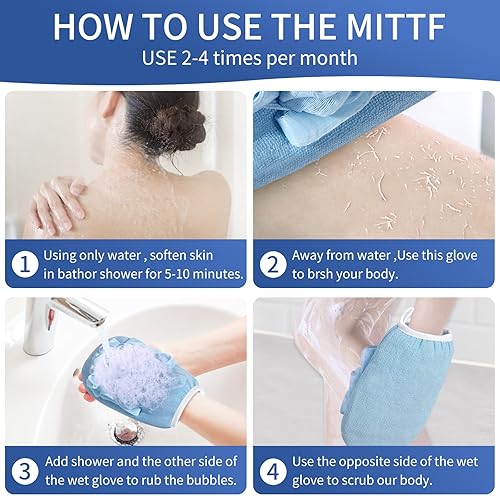 Miniatura 4 de QGLMN Guantes exfoliantes (2 unidades), guante exfoliante coreano para mujeres y hombres, exfoliación corporal, exfoliantes corporales para uso en