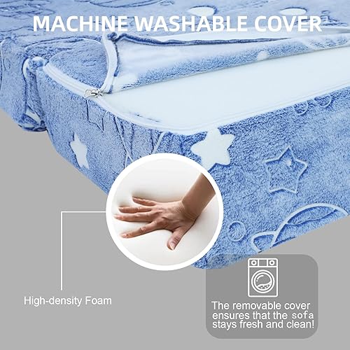 Miniatura 9 de MeMoreCool Sofá plegable para niños, sofá plegable para bebé, reclinable plegable para niños, cama de espuma plegable para sala de juegos, sofá