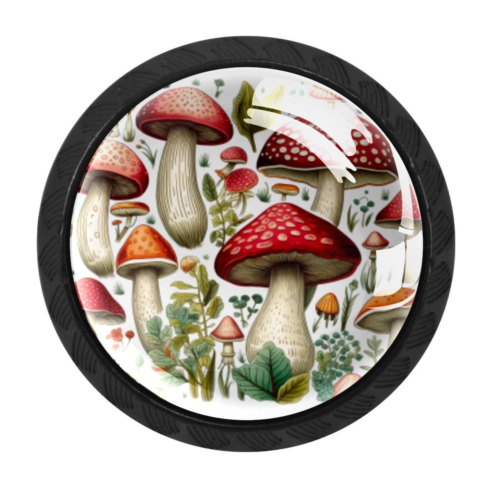 CHENZZZZ 4 Pack Mushroom Kitchen Cabinet Knobs Drawer Knobs Dresser Knobs Matte Black Zinc Knobs Drawer Pulls Door Knobs Dresser Drawer Handles Knobs for Dresser Drawers