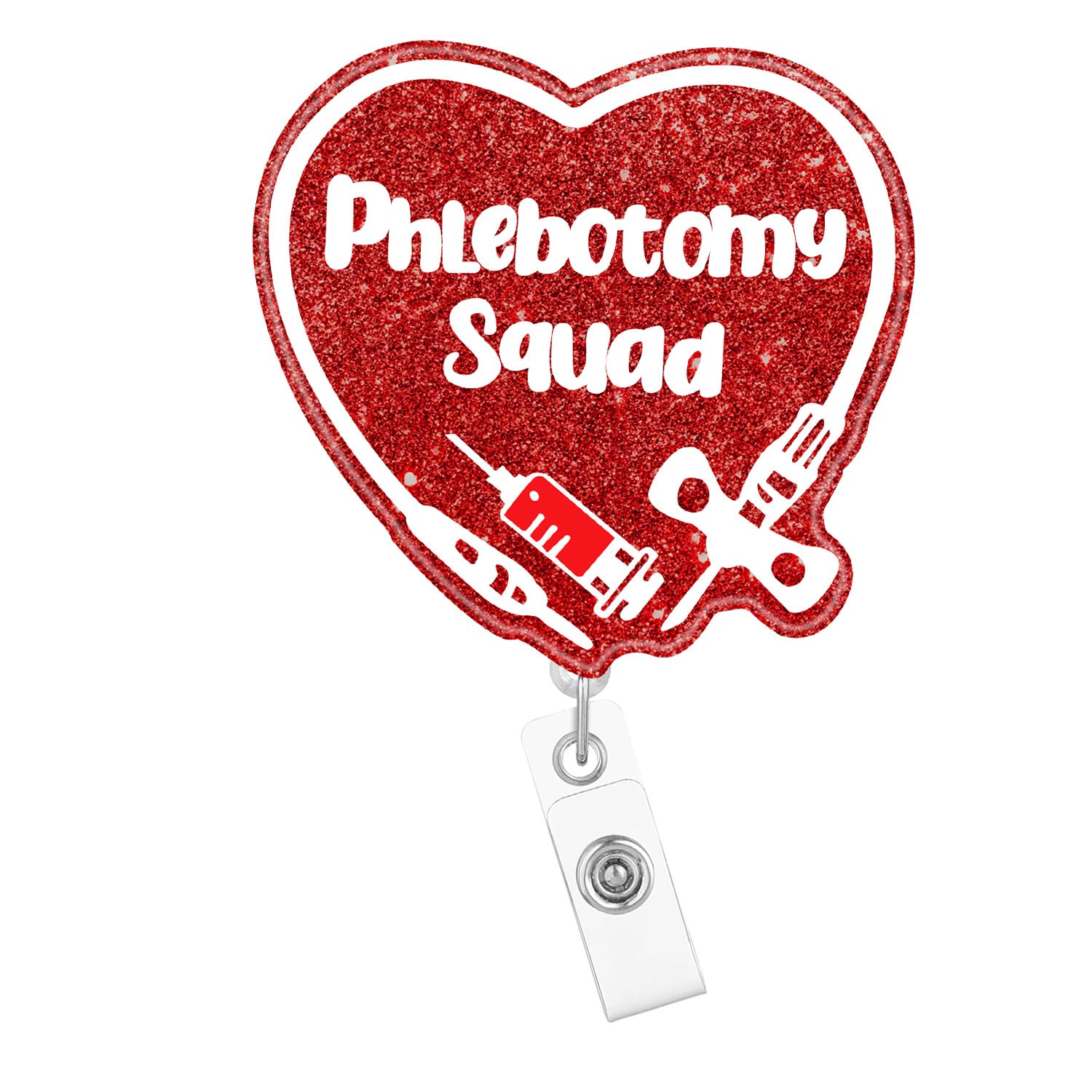 Phlebotomy Squad Badge Reel retrattile sangue flebotomista porta badge con clip ID accessori divertente infermiera RN CNA nome clip medico ospedale vacanza acrilico ID ID Name Card Qu7F1