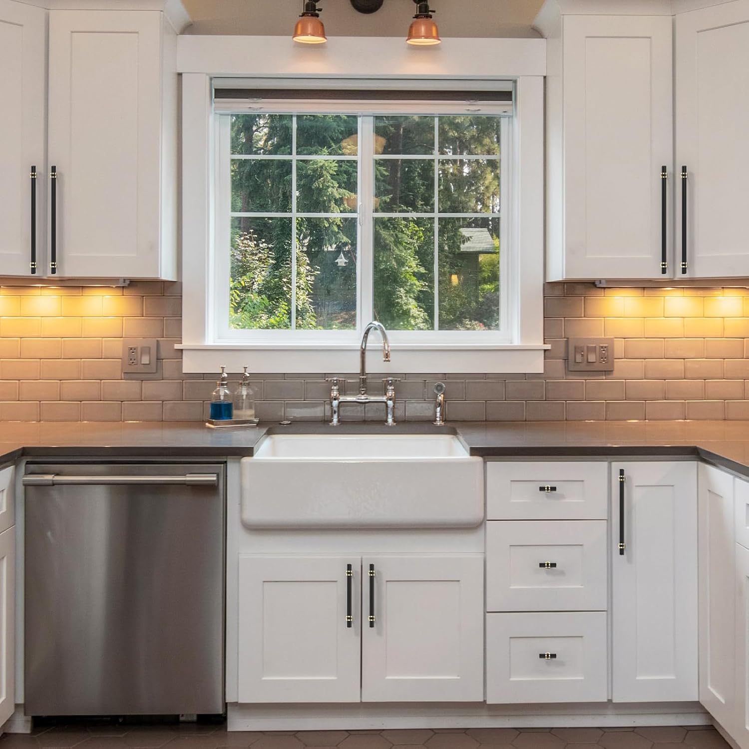 9BUILD 10 Pack Knurled Cabinet Pulls 10 Inch Matte Black Kitchen Cabinet Handles Cabinet Hardware Kitchen Handles for Cabinets Black Dresser Pulls Drawer Handle