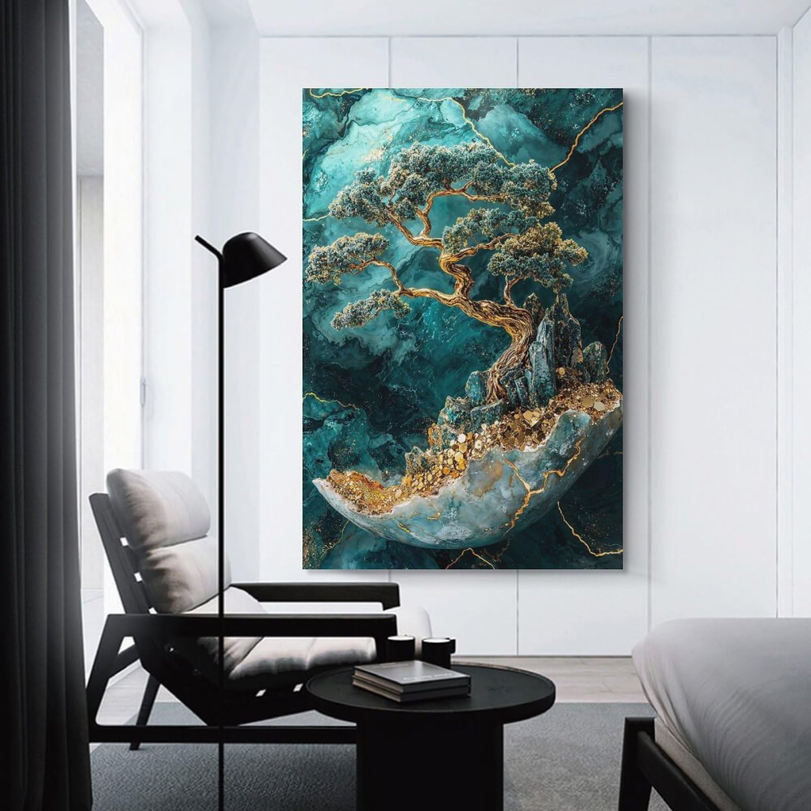 Junmoney Crystal Realm Bonsai Tree Wall Picture Print, 12x18inch(30x45cm), for Workspace Walls, Study Corners Or Bedrooms, Wall Art That Adds Style to Work Areas
