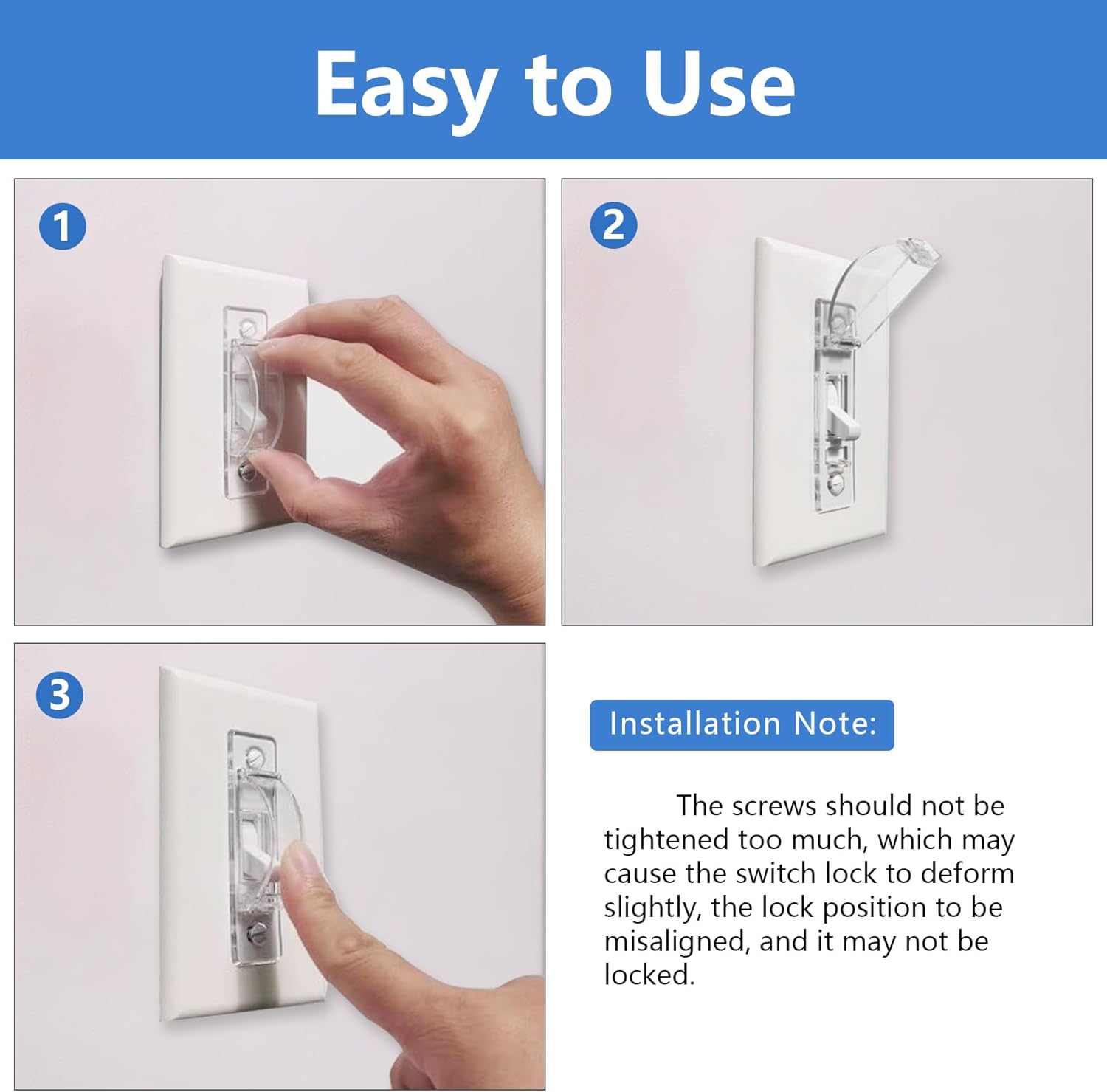 Light Switch Guard, 2 Pack Clear Light Switch Lock, Light Switch Cover Guard, Child Proof Light switch cover, Prevent Children and Adults from Accidentally Turning Your Lights on or off