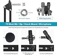 Vista 2 de Brazo de brazo, brazo de micrófono ajustable con 2 clips y filtro pop, escritorio con soporte de micrófono con adaptador de 3/8 a 5/8 pulgadas