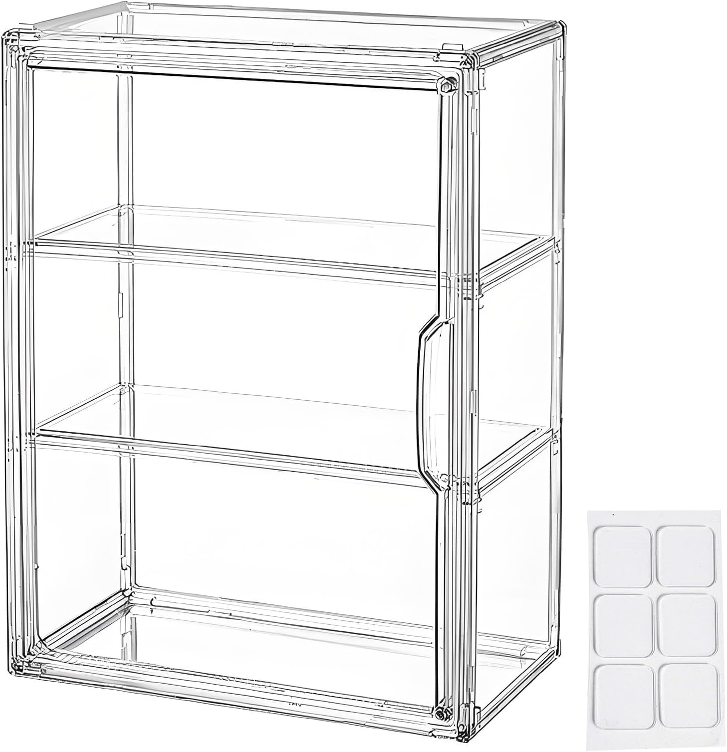 BOHOIDEE 3 Tiers Clear Display Case for Figures, Acrylic Storage Organizers Box with Magnetic Door, Wall-Mounted Dustproof Showcase for Collectibles Action Figure