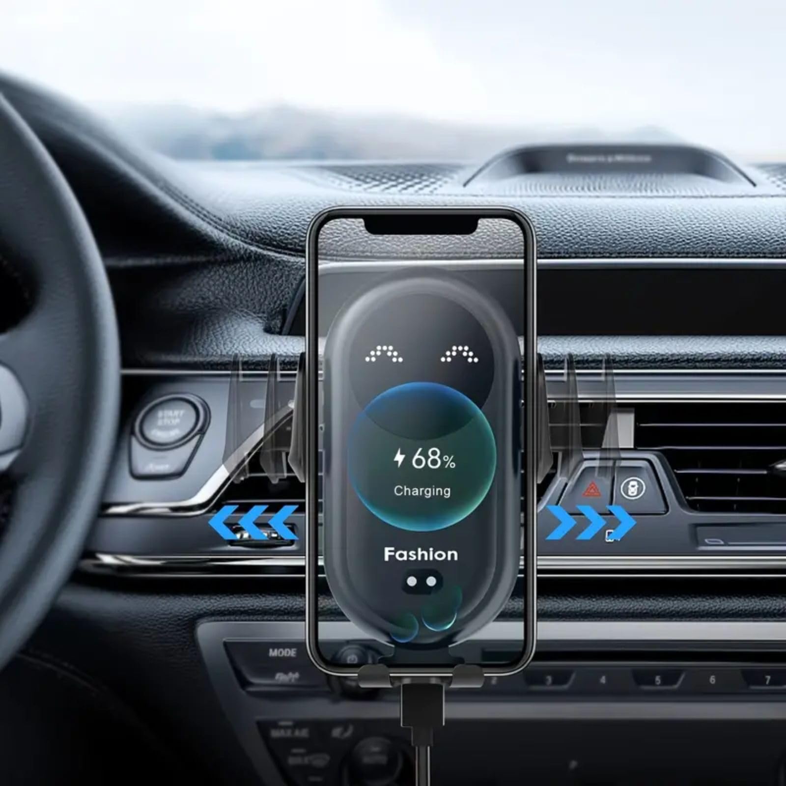 Supporto per telefono da auto da 15 W, caricatore wireless a induzione, blocco automatico intelligente, supporto per caricabatterie da auto wireless, supporto per presa d'aria, per iPhone 15 14 13 12