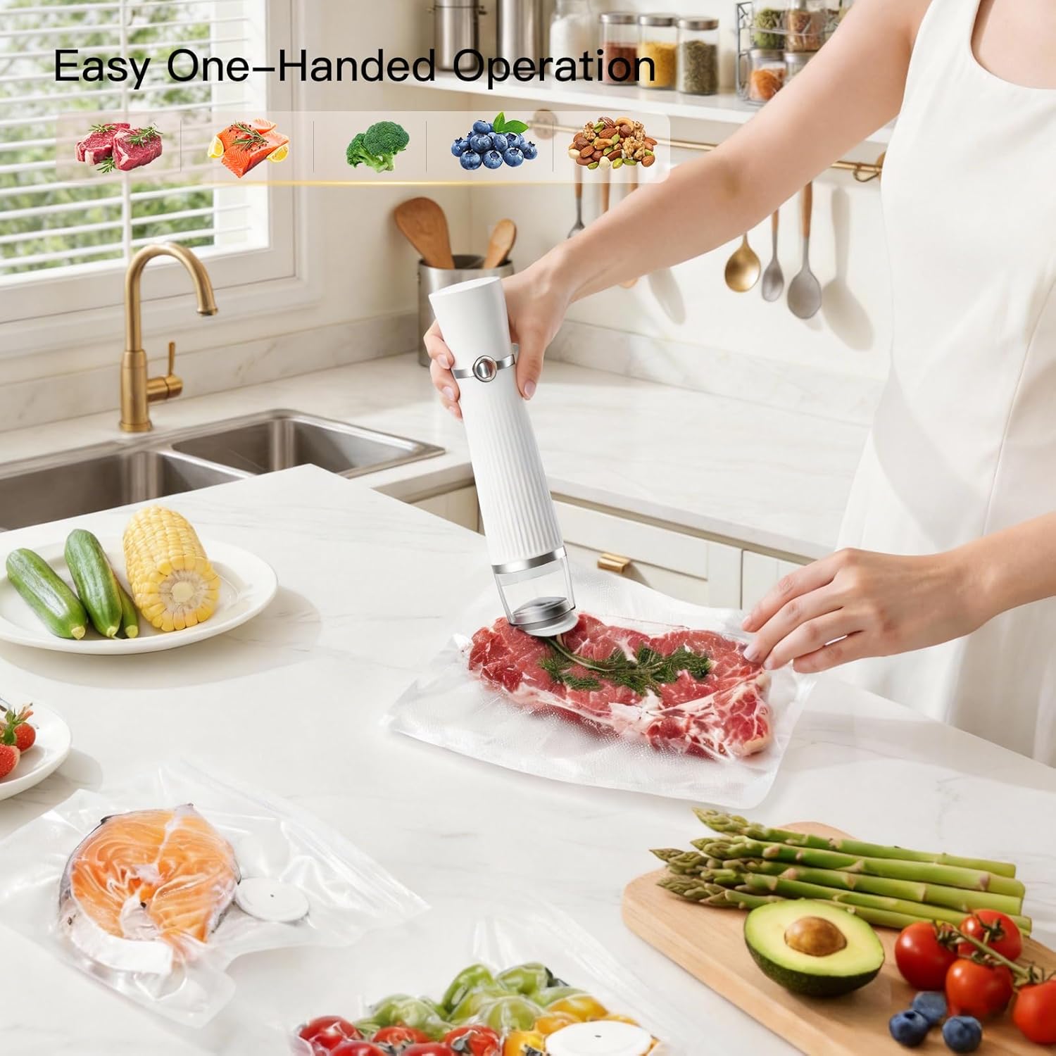 MegaWise Portable Vacuum Sealer for Food Storage, Handheld Vacuum Sealer Machine with 30 Reusable Bags, Compact & Powerful Food Saver for Home and Travel