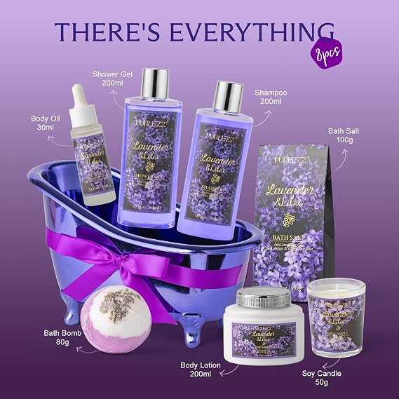 Body & Bath Spa Gift Baskets Set For Women Lavender
