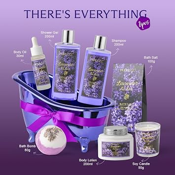 Body & Bath Spa Gift Baskets Set For Women Lavender