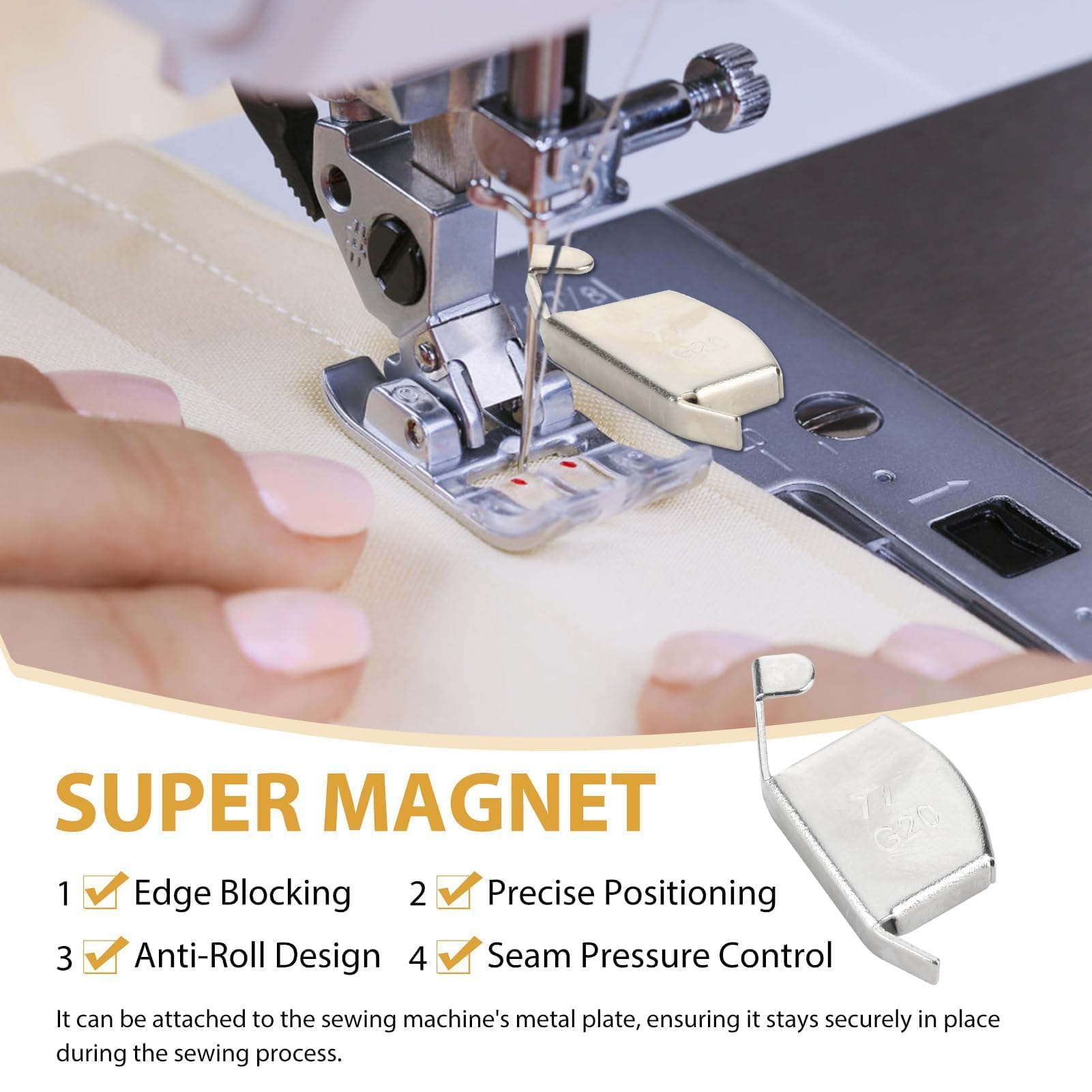 Guide Aimanté Précision Guides Magnétiques Pour Machine à Coudre - 2 Pièces - Aimants Puissants - Rose Et Orange Guide Couture Précise