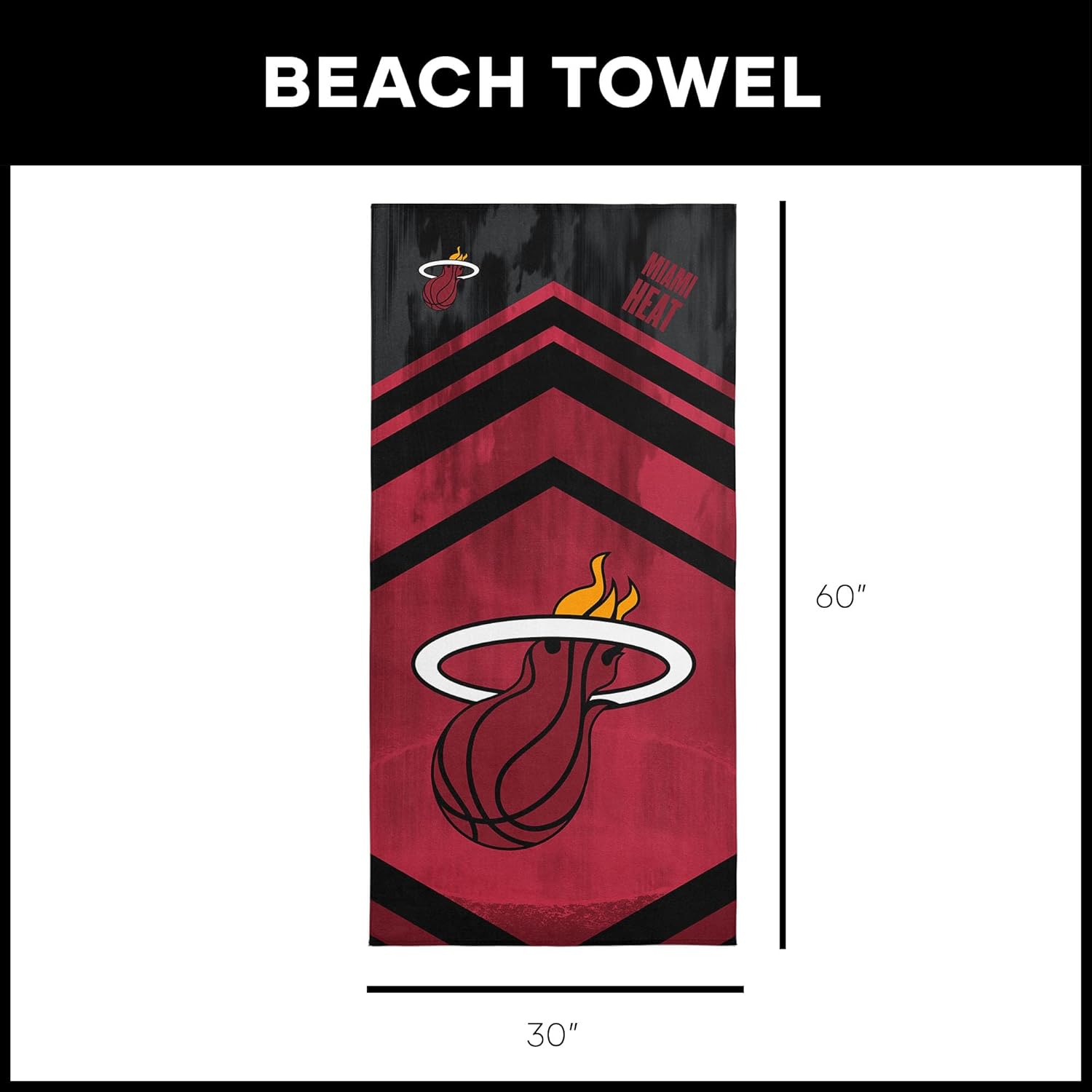 Northwest NBA Miami Heat “Shatter” Microfiber Beach Towel, Lightweight, Quick-Drying, Sand-Resistant, Ultra-Absorbent Pool & Travel Towel for Basketball Fans, 30" x 60" - Image 6