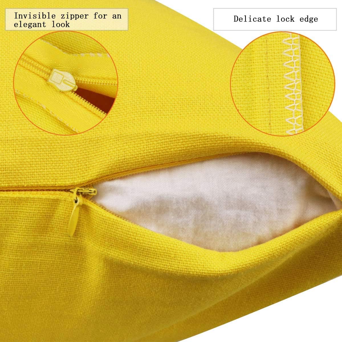 Pack of 4 Cotton Pillow Covers,Decorative Solid Square Throw Pillow Case for Home Sofa Decorative (Cover Only,No Insert)(18x18 inch/ 45x45cm,Yellow) : Home & Kitchen