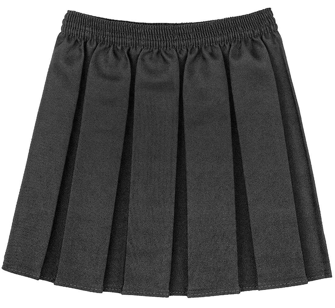 RIDDLE Girls Kids School Uniform Box Pleated Elasticated Waist Skirt Age 2-18 Years[Black,17-18 Year]