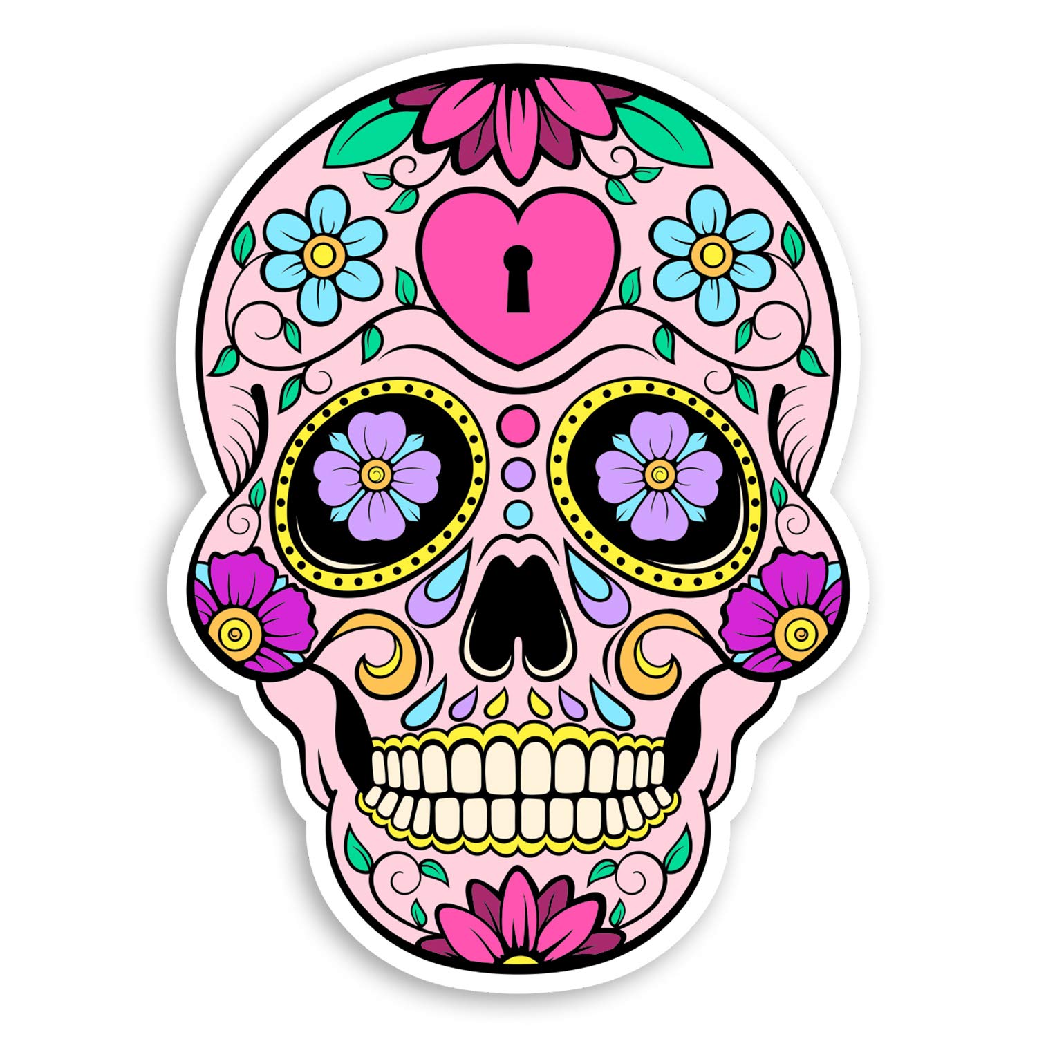 2 x 10cm Pretty Sugar Skull Vinyl Stickers - Calavera Dead Laptop Sticker #34071 (10cm Tall)