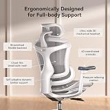 SIHOO Doro C300 Ergonomic Office Chair with Ultra Soft 3D Armrests, Dynamic Lumbar Support for Home Office Chair, Adjustable Backrest Desk Chair (White) - 8