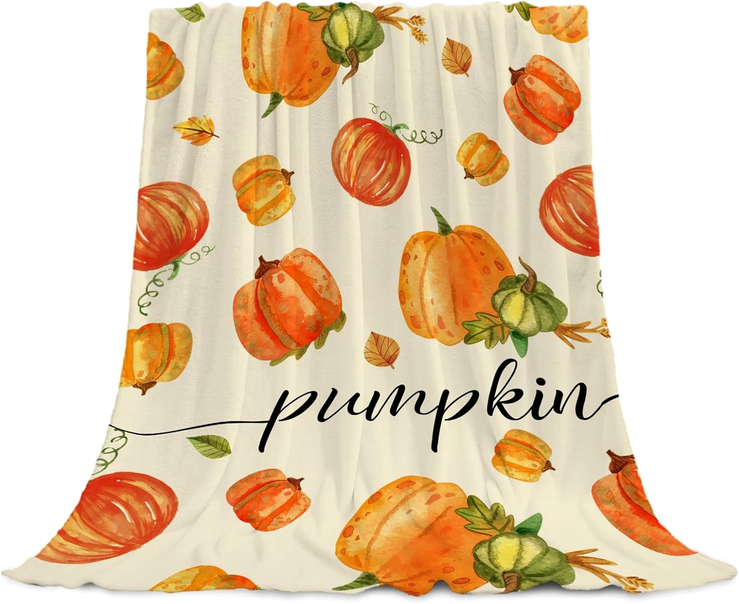 YeeJu Fall Decoraitve Throw Blanket King Size Thanksgiving Autumn Harvest Cute Pumpkins Blanket for Bed Couch Large Oversize Soft Lightweight Warm Fuzzy Plush Fleece Blankets and Throws 90x108