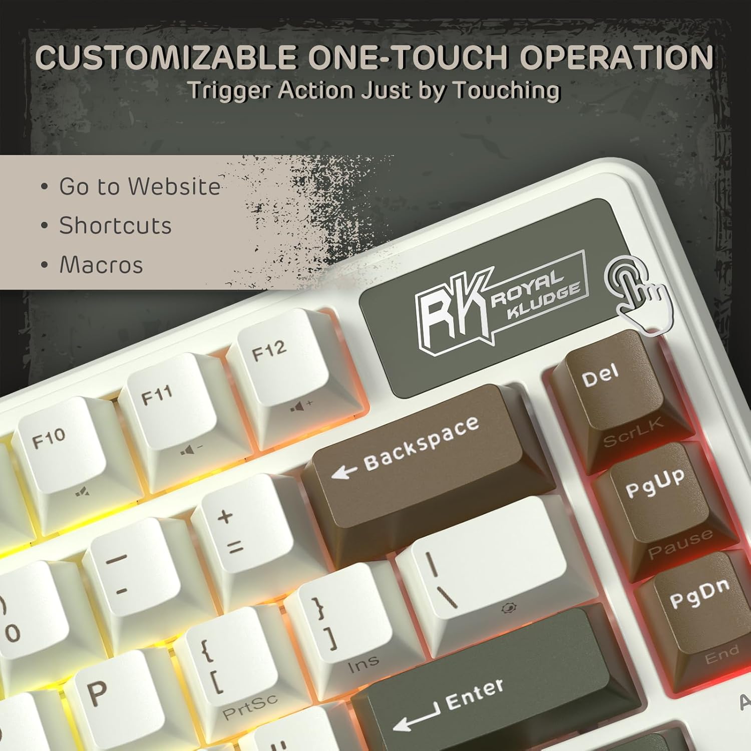 RK ROYAL KLUDGE L75 Gasket Mount Mechanical Keyboard w/Knob/Macro Keys & Touchable Nameplate, Tri-Mode 75% TKL Wireless Keyboard BT/2.4G/USB-C, Hot Swappable, Pro Software, Massive 8000mAh Battery - Image 7