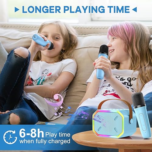 Miniatura 6 de Máquina de karaoke para niños Micrófono canto Mini micrófono de karaoke portátil Bluetooth para niños y niñas pequeños adultos azul