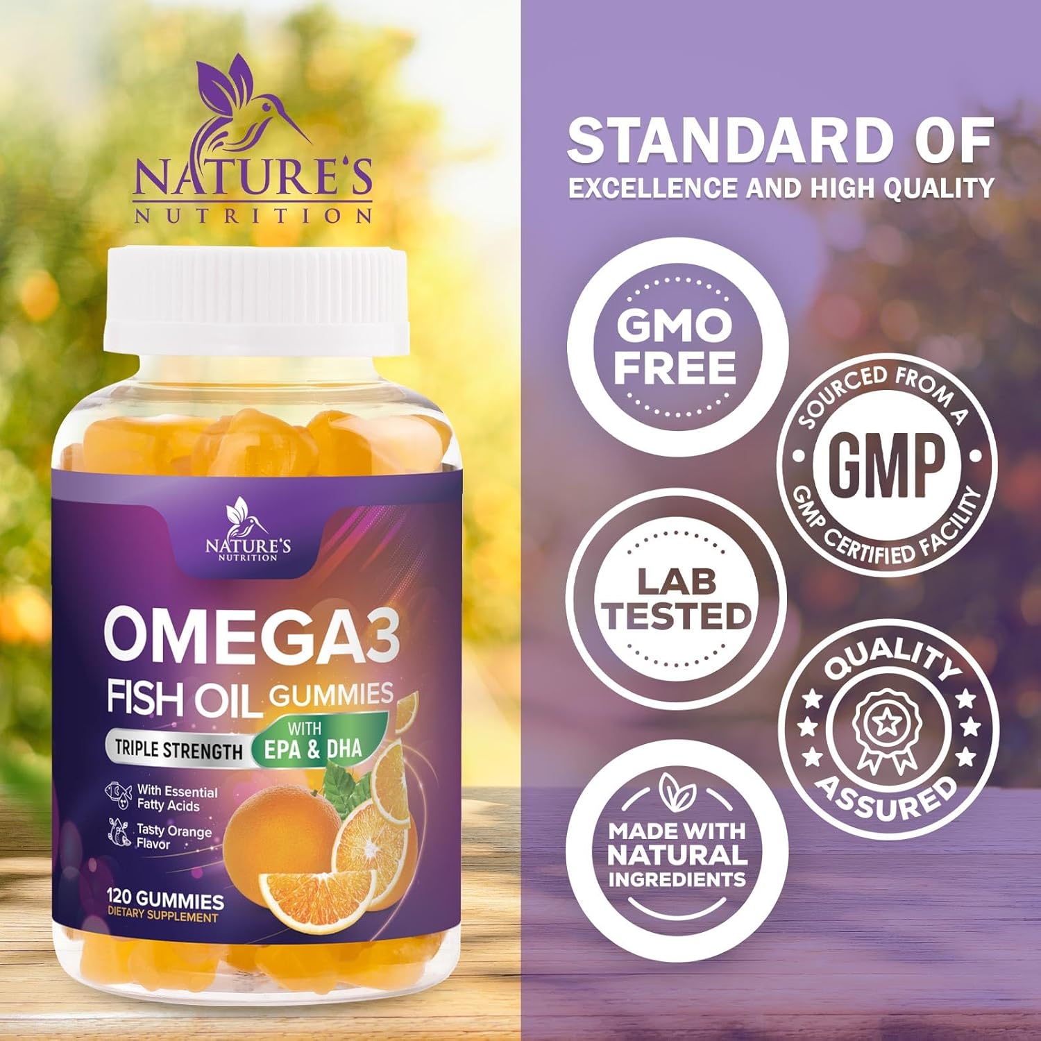 Omega 3 Fish Oil Gummies - 3X Strength Heart Health Support, High Absorption Omega 3 Fish Oil Gummy Supplement with DHA & EPA, Joint & Brain Support for Adults, Delicious Orange Flavor- 120 Gummies - Image 4
