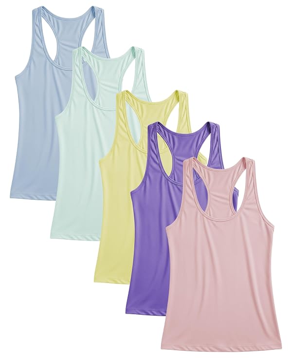 Women's Racerback Tank Tops | Ultra Soft & Stretch Spandex Sport Tanks | Multi Packs & Colors by Sexy Basics - Used condition - US$23.40