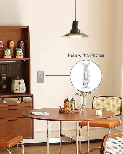 Miniatura 4 de DEWENWILS Paquete de 4 placas de pared de metal, cubierta de interruptor de palanca individual, resistente a la corrosión, níquel cepillado