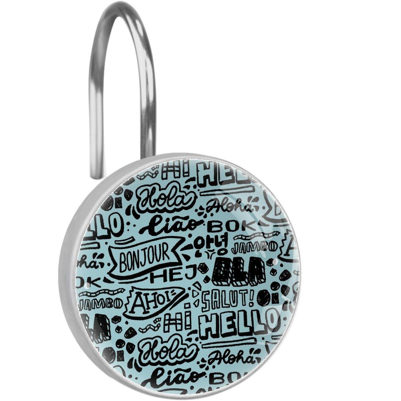 Crochets pour rideau de douche haut de gamme en acier inoxydable durable motif bleu