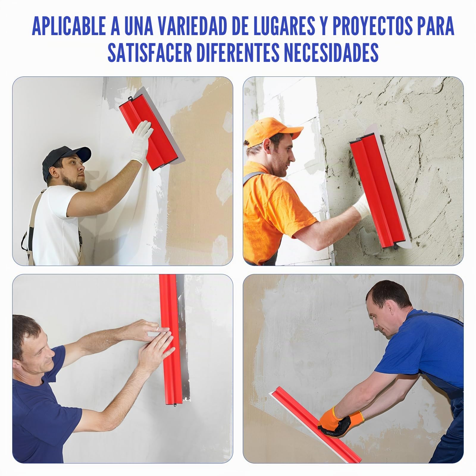 Espátula Superficie, Juego Espátulas Superficie Profesionales En un Estuche | 9 Tipos de Herramientas de Espátula (25 cm, 40 cm, 60 cm, 80 cm), Varilla Telescópica para Enlucir Paredes y Techos