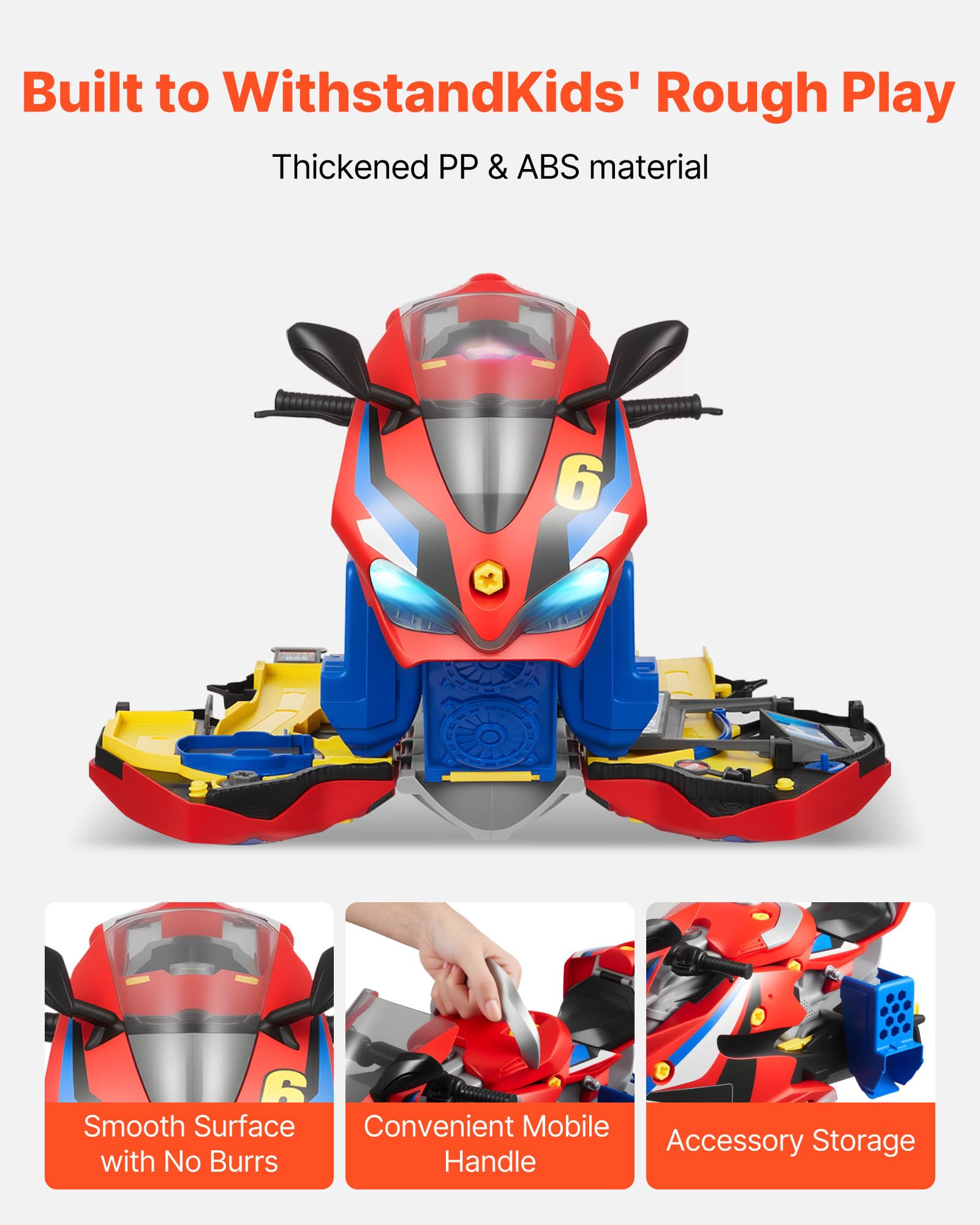 VEVOR Motocykl Motor Toy 25 sztuk Mechaniczna Zabawka Z Zdejmowanymi Częściami Światła i Dźwięki Dla Dzieci Od 3 lat Czerwony