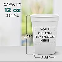 Vista 5 de Vasos de plástico desechables personalizados de 12 onzas. Juego de 10/50/100, paquete personalizado a granel, perfecto para verano, eventos