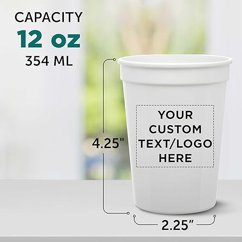 Miniatura 5 de Vasos de plástico desechables personalizados de 12 onzas. Juego de 10/50/100, paquete personalizado a granel, perfecto para verano, eventos
