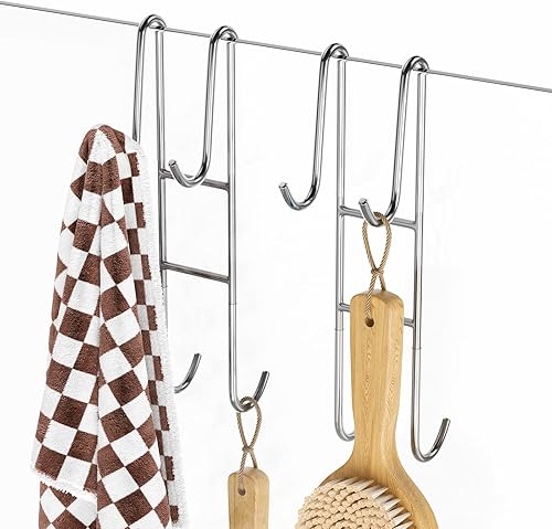 Miniatura 7 de Cerbonny Ganchos para puerta de ducha (10 pulgadas), paquete de 2 ganchos extendidos para toallas de baño, ganchos para puerta de vidrio sin marco,