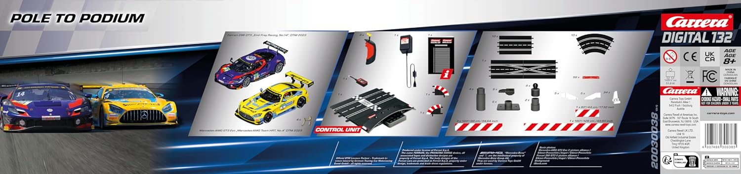 Carrera Digital 132 Electric Slot Car Racing Track Set Includes Two Cars & Two Wireless Speed Controllers, D132 Pole to Podium