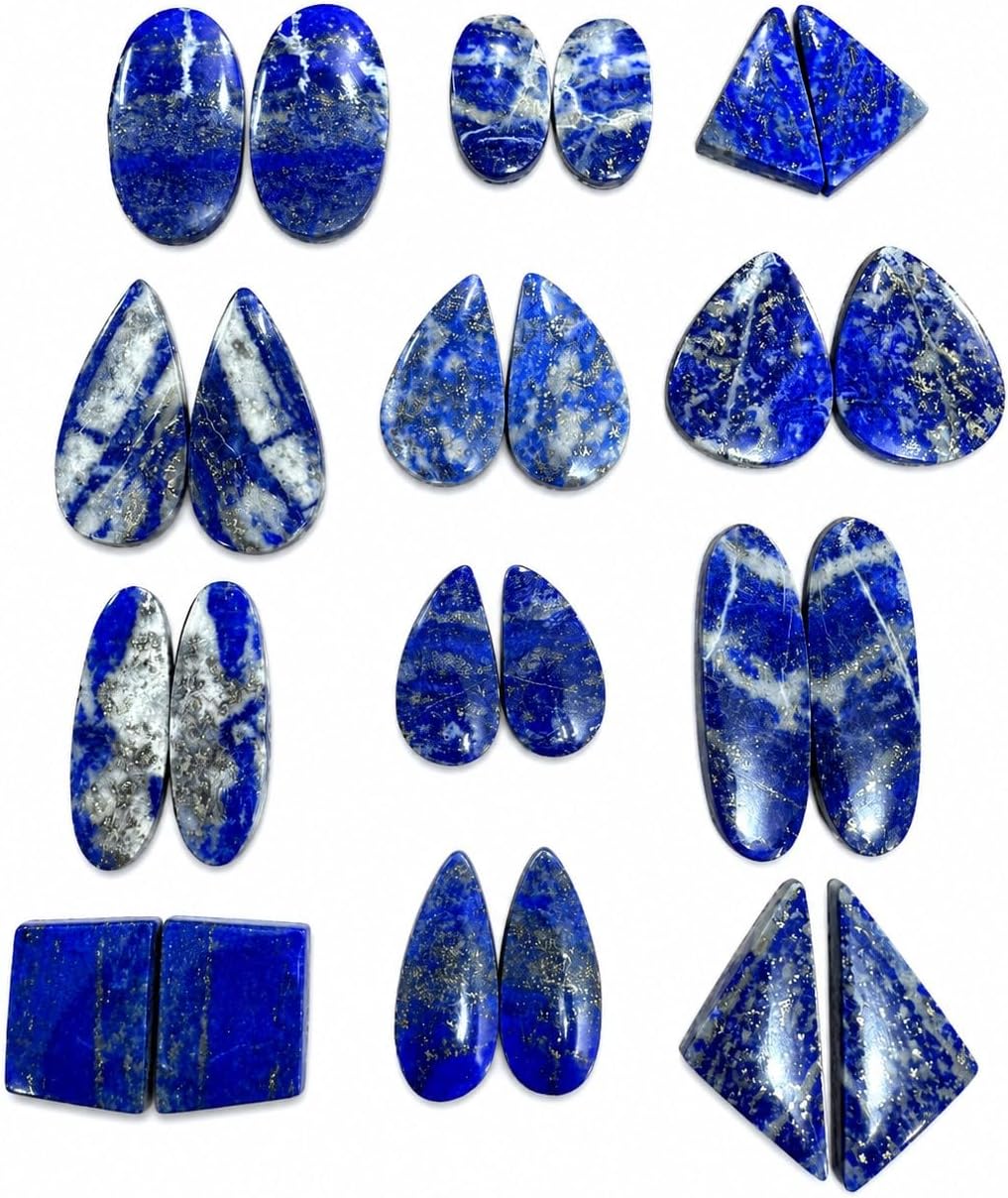 Natural Gemstone Matched Pair Cabochon Lot Pack of 5 Pairs 10 Pcs Mix Shape Loose Stone for Earrings Jewelry Making and Wire Wrapping Choose Stone