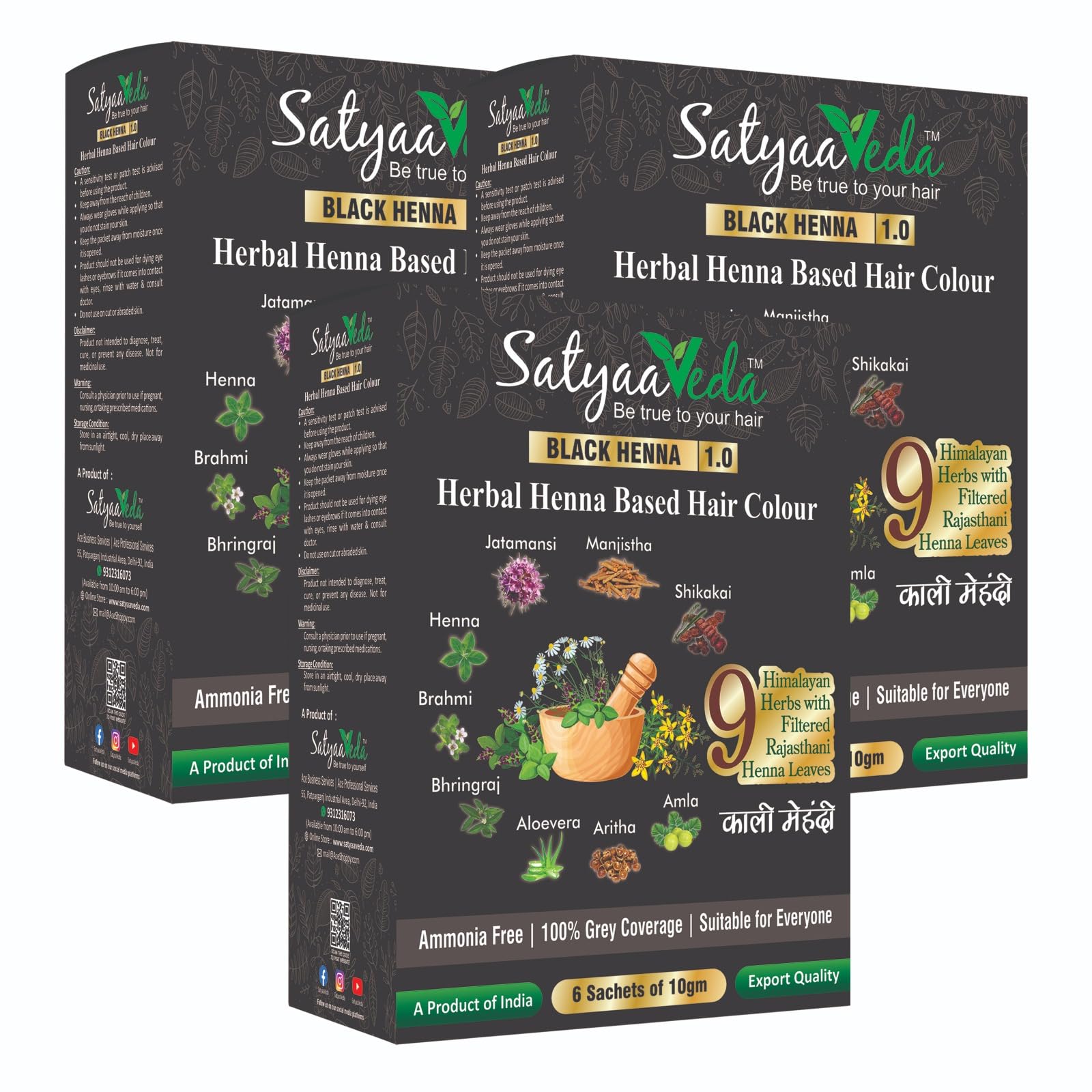 SatyaaVeda Natural Black Herbal Hair Colour-Ammonia-Free Color, 9 Ayurvedic Herbs | Amla, Reetha, Shikakai, Aloe Vera | Hair Dye for Women & Men -180g-image-46