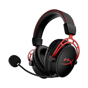 HyperX Cloud Alpha Wireless - Gaming Headset for PC, 300-hour battery life, DTS Headphone:X Spatial Audio, Memory foam, Dual Chamber Drivers, Noise-canceling mic, Durable aluminum frame,Red | 300-hour battery life, DTS Headphone:X Spatial Audio, Memory foam, Dual Chamber Drivers, Noise-canceling mic